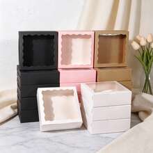 5PCS/8"X8"X2.5" Baking Boxes With Window, Suitable For Pies, Chocolate Raspberries, Detachable Heart-Shaped, Cookies And More - View 5