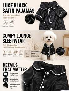 Black Soft Breathable Satin Pet Home Wear, Non-Stretch Fabric, Suitable For Teddy And Other Small Dogs Year-Round. Note: This Style Runs Small, Recommend Buying 1-2 Sizes Larger, Other Dog Breeds Please Purchase With Caution - Black - View 3