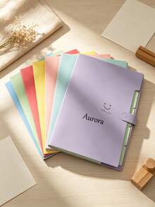 Custom Name Printed Folder, 1pc Personalized Multi-Layer Snap Closure File Organizer, Portable Office & School Stationery Paper Document Storage Folder - Multicolor - View 5