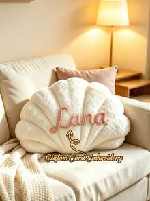 Handmade Customized Name Shell Pillow, Suitable For Sofa Or Bedside, English Letter Couple Gift, Available For Bulk Orders, Soft Bedside Decorative Cushion, Wedding Gift, Multiple Colors Available - Multicolor - View 4