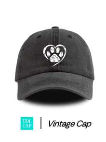 1pc Distressed Dog Paw Print Washed Baseball Cap, Classic Casual Vintage Style, Soft Sweat-Absorbing Band, Adjustable Size, Sun Protection, Versatile Retro Dad Hat - Multicolor - View 6