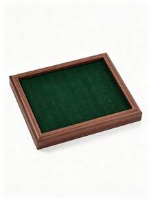 Wooden Ring Display Tray With Multi-Color Velvet Slots, Jewelry Organizer For Home Vanity, Countertop Display Prop - Multicolor - View 8