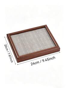 Wooden Ring Display Tray With Multi-Color Velvet Slots, Jewelry Organizer For Home Vanity, Countertop Display Prop - Multicolor - View 10