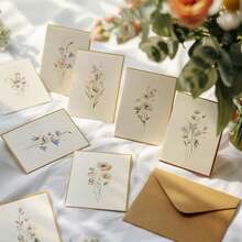 10pcs Watercolor Floral Greeting Card Set With Envelopes, Blank Cards, Exquisite Watercolor Wildflower Blank Note Cards, Suitable For Wedding, Birthday And Various Occasions Invitation, Party, Thank You Cards, Gift For Women, Back To School - Multicolor - View 1