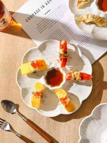 2pcs Creative Plastic Dumpling Plate, Bun Plate With Vinegar Dish, Wonton Plate, Snack Plate, Commercial Lightweight Luxury Divided Plate, Shrimp Plate - View 5