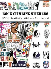 50Pcs Outdoor Climbing Aesthetic Stickers, Decals For Water Bottle Laptop DIY Crafts - Multicolor - View 1