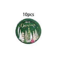 10/20/50/80 Pcs,Winter Holiday Merry Christmas Disposable Tableware Set,Red Green Christmas Tree Pattern 7 Inch & 9 Inch Paper Plates Napkins And 9oz Cups,Party Decor Supplies For Pre-Xmas Family Feast,Winter Solstice Dinner - Multicolor - View 14
