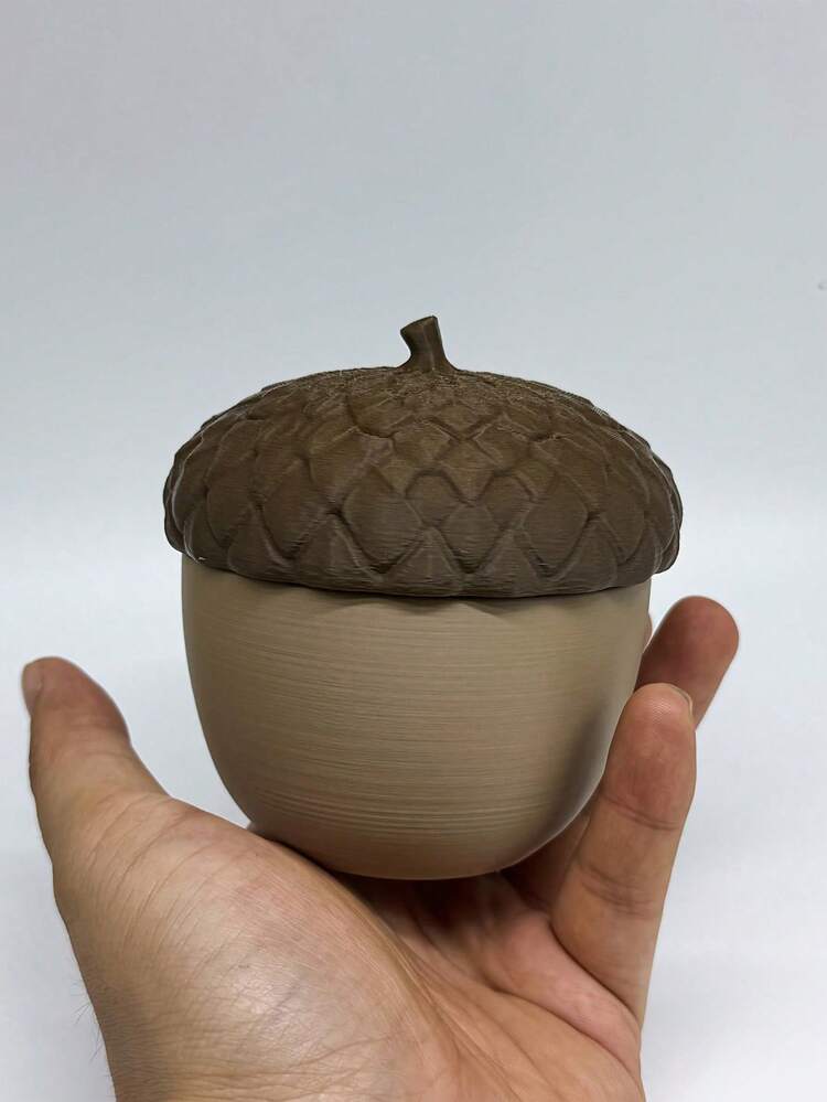 1/2/3件森系橡實造型桌面收納罐，附手把旋蓋設計，小型多功能收納盒，適用於迴紋針、粉撲、鈕扣、糖果、耳釘、髮圈等，小巧省空間，適合居家與辦公室使用 - 彩色 - 查看 8