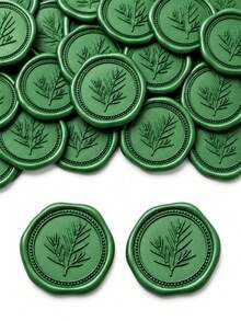20/30/50/100pcs Wax Seal Stickers, Wedding Invitation Envelope Seal Stickers, Self-Adhesive Rosemary Metallic Gold Stickers, Suitable For Invitations, Christmas, Gift Wrapping, Parties - Rosemary--olive Green - View 1