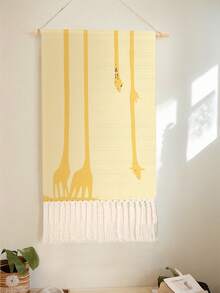 1PC Tapestry, Wall Hanging, Long Linen Vintage Tassel Tapestry, Vertical Wall Decor, Animal Print Design; Versatile For Living Room, Bedroom, Office, Party And More - Multicolor - View 2