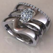 3pcs Set High-End Bohemian Style Rings, Unique Engagement & Wedding Rings For Women - Silver - View 1