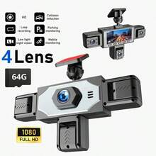 Kamera Dasbor SIDAKEYE 360° Panorama 5 Saluran (4 Lensa + Belakang) Kartu Memori 64G, Layar IPS 3,16 Inci, Kamera Depan 1080P, Kamera Depan/Tengah/Belakang/Kiri/Kanan Cakupan Penuh 720P, Tampilan Quad-View, Penglihatan Malam HD, Rentang Dinamis Lebar, Sensor G, Pengisian Daya USB, Baterai 150mAh - A - View 10