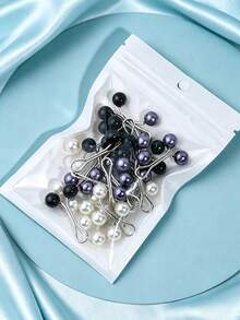 24pcs Women Scarf Clips, Shawl Pins, Headscarf Clips, Scarf Brooches, Pearl Scarf Clips - Multicolor - View 13