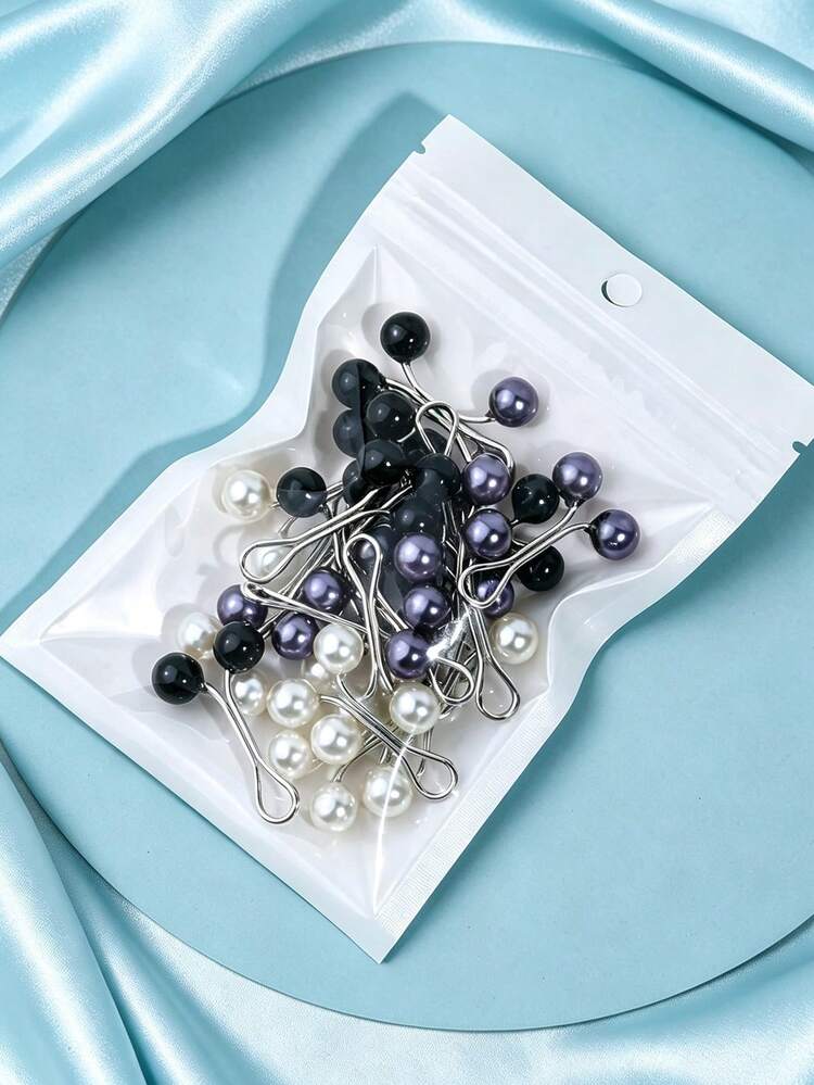 24pcs Women Scarf Clips, Shawl Pins, Headscarf Clips, Scarf Brooches, Pearl Scarf Clips - Multicolor - View 13