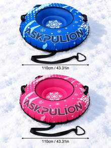 1件 110cm特大號雪圈，附雙手把與牽引繩，圓形充氣雪橇輪胎，適合冬季戶外滑雪、家庭雪上活動，聖誕禮物，聖誕、冬季、假期必備，健身器材，雪橇，戶外 - 大號布套滑雪圈 - 查看 10