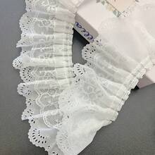 White Hollow Eye Floral Wave Edge Ruffle Lace Trim Double Layer Pleated Ruffle Mesh Lace Ribbon, Multiple Lengths Available, Soft And Breathable, Suitable For Handmade Sewing Craft Fabric Decoration - Multiple Styles - View 5