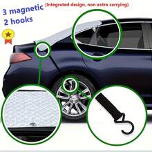 Rear Windshield Sunshade, Ice And Snow Windshield Sunshade, Car Rear Window Sunshade, Snow Cover (Built-In 5 Magnetic Points And 2 Fixing Hooks, Integrated Design, No Extra Accessories Needed), Suitable For Most Sedans And SUVs - 023 - View 3