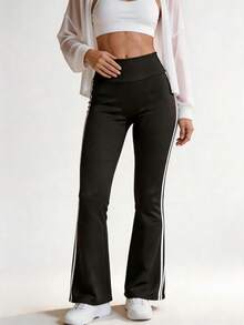 Hotalk Women's Casual Sports Yoga Flare Leggings, Outdoor Sports Long Pants - Black - View 2