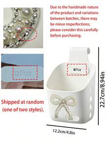 Cute Pearl Bow Hanging Storage Basket, Wall-Mounted Plastic Storage Box, Suitable For Shower, Dorm, Gym, Travel Accessories, Space-Saving Hanging Storage Bag, Suitable For Shower, Bedroom, RV Bathroom, Kitchen, Home Storage And Dressing Room, Lightweight And Durable Mesh Bag, Convenient For Storing Cosmetics, Towels, Small Items, Suitable For Christmas, Easter, Back To School Season, Dorm Storage - Multicolor - View 10