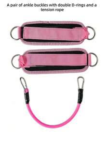 Yoga Resistance Band Set With Ankle Straps, Hip And Leg Shaping Trainer, Suitable For Home Gym Multi-Level Fitness - Pink Suit - View 11