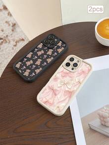 2 ốp lưng bảo vệ chính xác TPU chống sốc bao phủ toàn diện in gấu ngọt ngào, tương thích với Apple 11/12/13/14/15/16/16Pro/16ProMax/17/17pro/17ProMax/18pro 18ProMax - Nhiều màu - Xem 4