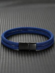 1pc Men's Double Layer Braided Bracelet, Unisex, Couple Bracelet, Multi-Color Casual Daily Fashion Accessory - Woven Bracelet - View 7