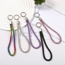 Mobile Phone Hanging Rope Light Luxury Full Diamond Keychain Pendant Luggage Diamond Chain DIY Hanging Decoration Short Wrist Rope Anti Loss - Multicolor - View 1
