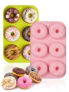 1/2 buah Cetakan Donat Silikon 6 Rongga, Cetakan Kue Bulat untuk Membuat Makanan Penutup, Roti, Cokelat, Kue Pastri, Bagel, Aksesori Kue Dapur Silikon Lembut, Baki Makanan Penutup Mudah Dilepas, Cocok untuk Memanggang di Rumah, Pesta, Hadiah Liburan - View 11