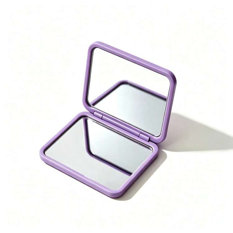 1pc Multicolor Double-Sided Foldable Pocket Makeup Mirror, Portable Compact Square Hand Mirror, Minimalist Travel Makeup Mirror, Suitable For Handbag, Outdoor Daily Touch-Up - Multicolor - View 6