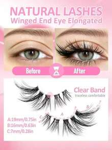 7 Pairs Half Lash False Eyelashes, Lightweight And Soft, Create Cat Eye Makeup Effect, Naturally Extend Eye Corners, Transparent Lash Roots, Suitable For Daily Makeup, Long-Lasting And Reusable, Cat Eye Effect Half Lash - Black - View 3