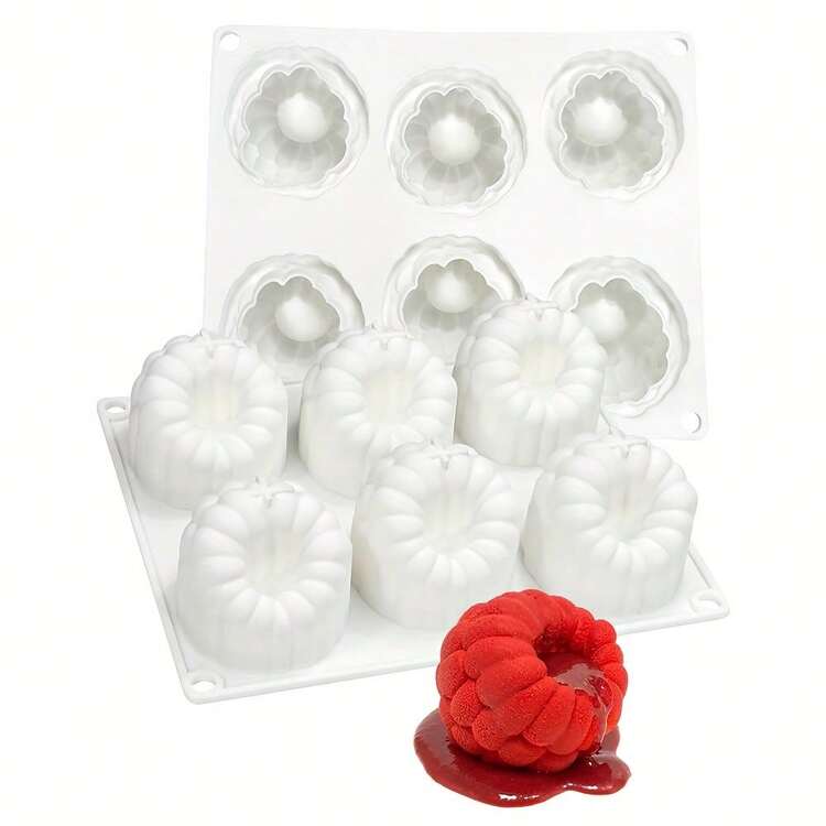 6格大號覆盆子慕斯蛋糕模具 3D巧克力矽膠模具 水果蠟燭模具 - 彩色 - 查看 10