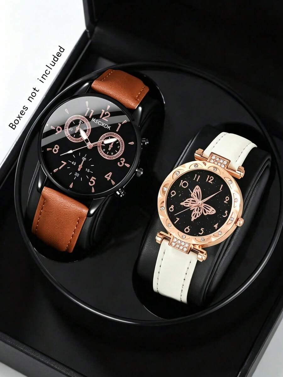 2pcs Matching Watches For Couples-Stylish Accessories For Everyday Wear And An Ideal Choice For Holiday Or Birthday Gifts. - Multicolor - View 1