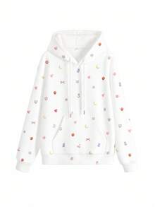 Autumn/Winter New Y2K Cute Girl Style Fruit Cartoon Print Loose Casual Sweatshirt Sweatshirt For Women - White - View 5