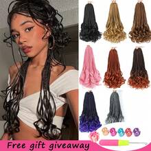 6 Paket Rambut Kepang Kotak Dewi 22 Inci dengan Ujung Keriting, Ekstensi Rambut Kepang Sintetis Pra-Loop, Kepang Boho Aneka Warna, Hadiah Alat Rambut Gratis untuk Pesta Cosplay Halloween dan Pemakaian Sehari-hari - MultiWarna - View 1