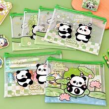 1pc Cartoon Panda Mesh File Bag Random Pattern, 8.7x6.6in Cute Student Stationery Storage Bag, A5 Highly Attractive Pencil Case Gift - A - View 2