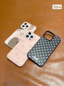 3件裝彩色印花皮革紋理 TPU 防震全包覆手機保護殼，適用於 Apple 11/12/13/14/15/16/17 Pro Max - 彩色 - 查看 4