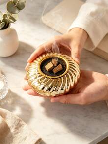 1pc Round Ceramic Incense Burner, Minimalist & Exquisite Style. Elegant Home Ornament For Desktop And Garden Decor, Great For Festivals And Meditation, Perfect Gift Choice. - Incense Burner - View 2