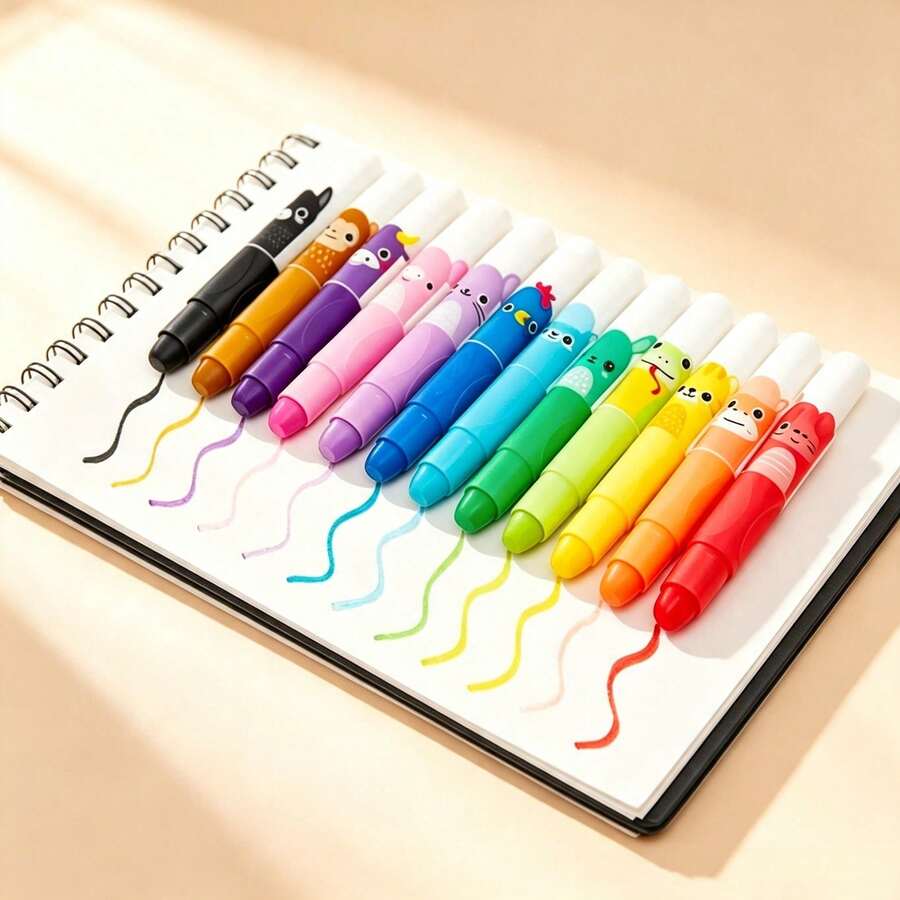 (6/12pcs) Cute Giant Rotating Crayons, Washable, Smooth And Easy To Apply, Suitable For Coloring, Drawing, DIY Crafts, Art Projects, Back To School Essential Gift - Multicolor - View 1