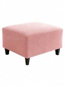1pc Solid Color Fleece Stool Cover, Removable & Washable Footstool Protector, Suitable For Living Room, Bedroom, Kitchen, Patio, Garden And Multiple Occasions, Single Piece Not Set - Baby Pink - View 8