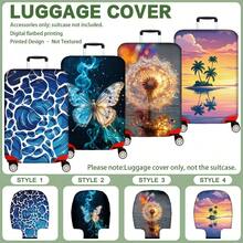1PC,Flat Print Design,Luggage Cover (Only Luggage Cover, Luggage Not Included),Suitable For 20 To 30 Inch Luggage,Made Of Thickened High-Quality Fabric,Essential Accessory For Your Travel And Checked Luggage. - Multicolor - View 2
