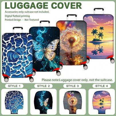 1PC,Flat Print Design,Luggage Cover (Only Luggage Cover, Luggage Not Included),Suitable For 20 To 30 Inch Luggage,Made Of Thickened High-Quality Fabric,Essential Accessory For Your Travel And Checked Luggage.