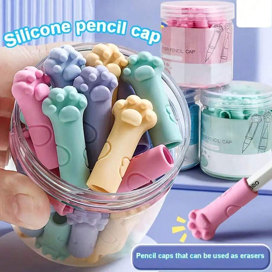 Cute Cat Paw Pencil Cap, Pencil Extender Pen Cap Pencil Tip Protector, Suitable For School, Office And Home Use - Fits Pens, Pencils And Markers - Perfect For Students, Teachers, Cat Lovers And School Supplies (Random Shipment) - A - View 1