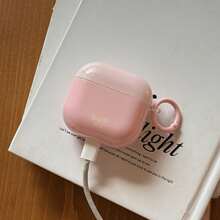 Gradient Solid Color Pink With Hanging Ring Earphone Case Compatible With Apple 5/ 4 Cute Earphone Cover Apple 2nd Gen 3rd Gen New Protective Case Pendant Pro 3 Korean Style Earphone Case Pro 2 Women's Earphone Case Protective Cover - Baby Pink - View 6