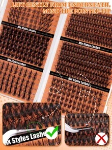 504/696pcs Bulu Mata Palsu Hitam/Cokelat Alami, Bulu Mata Tiga Sisi Kapasitas Besar, Terbuat dari Bulu Mink Imitasi Berkualitas Tinggi. Bulu mata palsu tebal dan tersusun dalam kelompok. Bulu mata anime kartun, cocok untuk penggunaan bermain peran. - MultiWarna - View 12