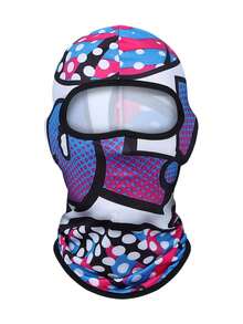 Fabulous Be Xtreme 1pc Red & Black Abstract Graffiti Balaclava Face Mask, Cool 3D Vortex Print Full Face Cover, UV Protection, Mesh Holes, Elastic Tactical Ski Mask For Motorcycle Riding, Music Festival, Party, Gathering, Fishing, Men, Durable Windproof Riding Headgear - Multicolor - View 14