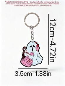 1pc Halloween New Mushroom Head Phone Creative Cartoon Cute White Ghost Funny Acrylic Keychain, Suitable For Couples And Best Friends, Also Great For Parties - Multicolor - View 4