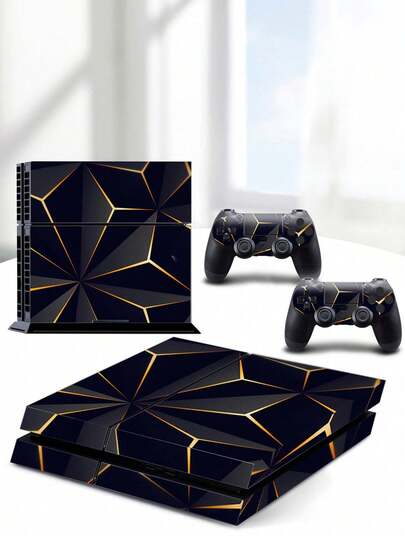 4 pièces d'autocollants pour console de jeux P4 à motif noir & or, anti-poussière et résistants à l'usure, best-seller transfrontalier