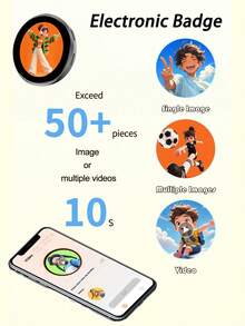 Smart Electronic Display Brooch, Digital Photo & Video Pendant Connectable To Phone, Rechargeable Screen Brooch, Supports Personalized Content, Creative Fashion Accessory, Christmas Halloween Birthday Valentine's Day Gift For Men & Women - View 6