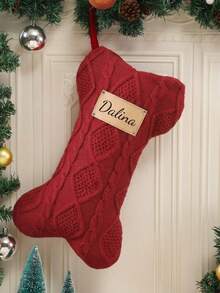 1/2pcs Personalized Pet Christmas Stocking Dog Bone Ornament Set, Custom Pet Christmas Stocking, Holiday Decor Stocking, Festive Tree Hanging For Dog Owners, Unique Xmas Gift For Pet Lover - Multicolor - View 5