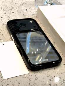 韓式Ins小眾極簡鏡面純色波點手機殼，適用Apple 17 Pro Max 16 Pro New 17 14 Pro 15 Pro 18 18 Pro Max，女款創意全包雙層防震手機保護殼 - 黑色 - 查看 2
